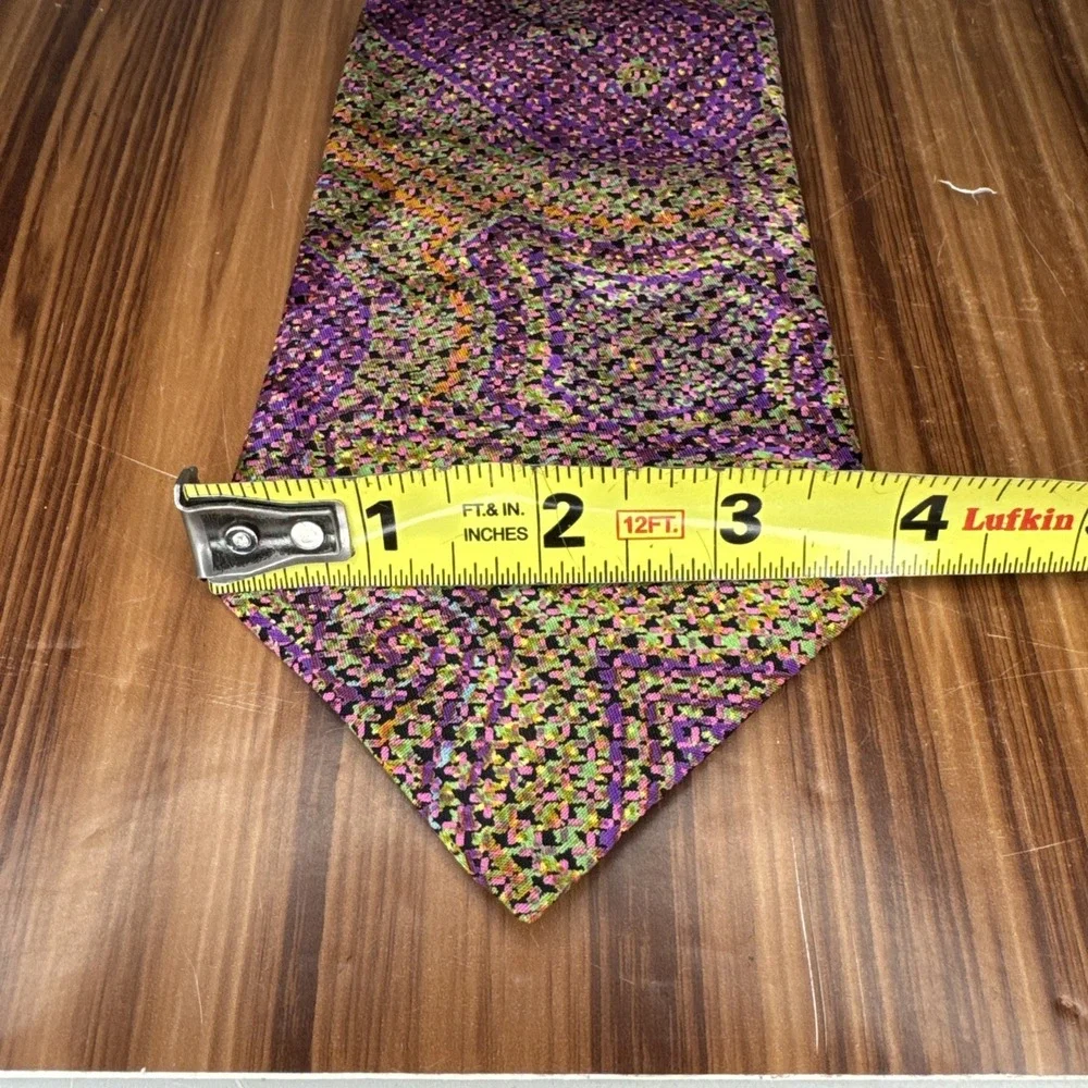 Brioni Silk Tie Green Purple Orange Abstract‎ Art Swirl 4